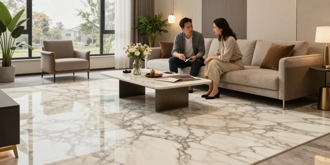 NAGA2000 premium marble flooring consultation in an elegant living room