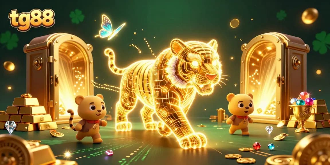 Experience thrilling gaming with tg88’s vibrant casino atmosphere, showcasing a striking golden tiger.