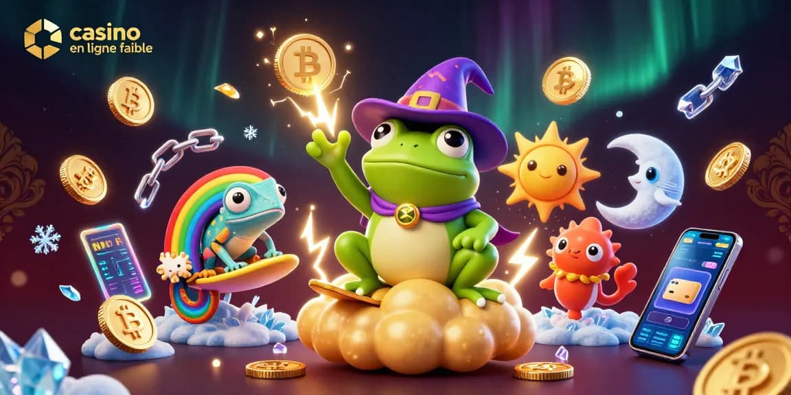 Créer un compte sur un casino en ligne fiable avec un mage grenouille et des pièces d'or.