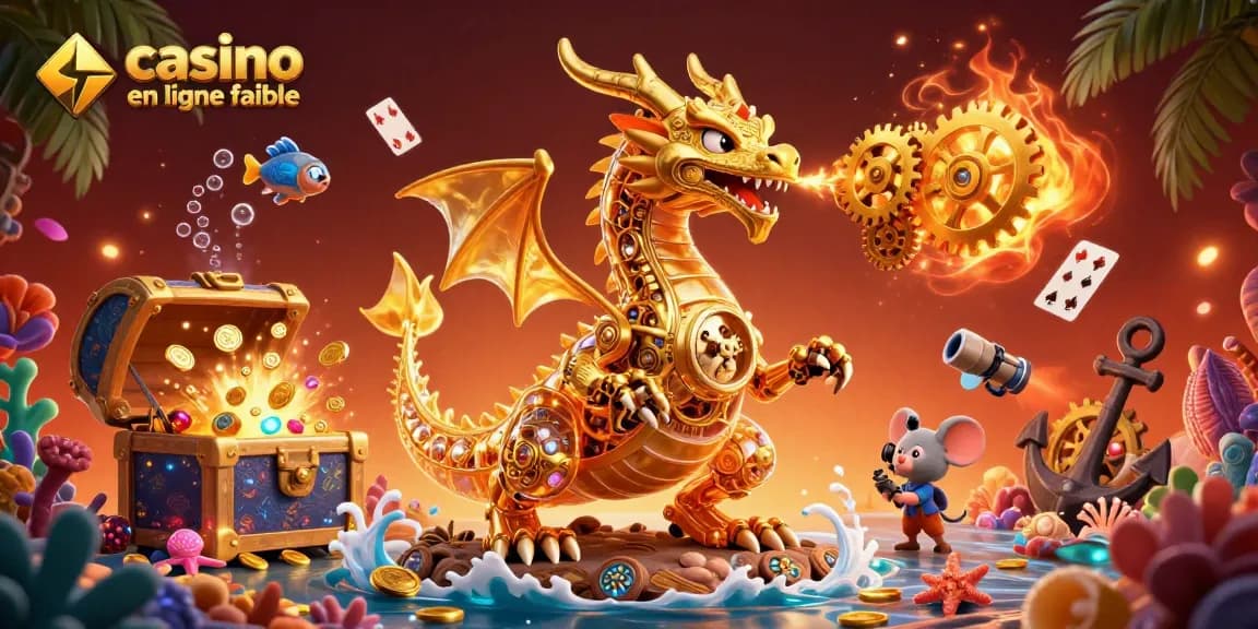 Gagner avec un dragon doré dans un casino en ligne fiable rempli de trésors marins.