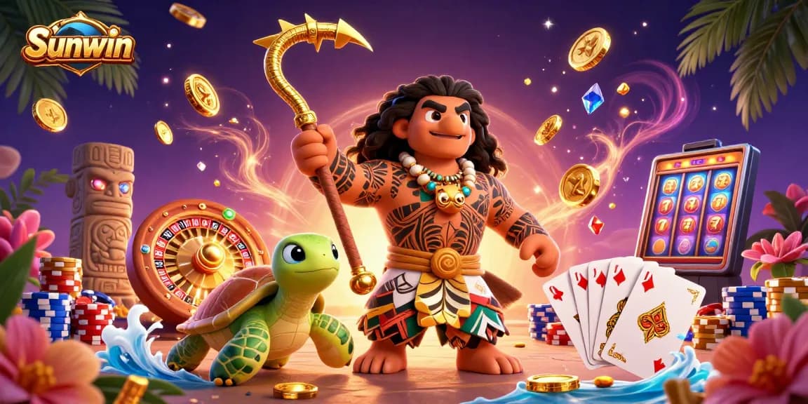 Win big with Sunwin's immersive gaming experience featuring a Polynesian demigod and treasures.