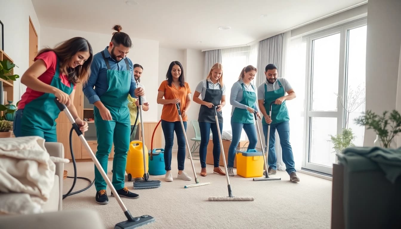 Experience bond cleaning brisbane services with a professional team in action.