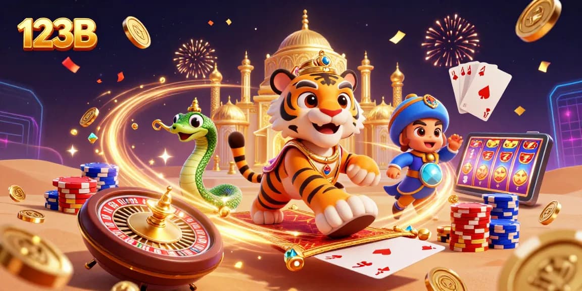 Experience the excitement of 123B with a vibrant illustration of an Arabian-themed slot adventure.
