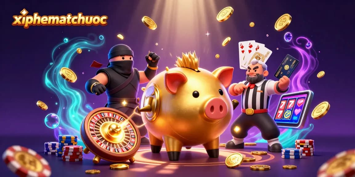 Engage in thrilling gameplay with xiphematchuoc featuring golden coins and vibrant casino elements.