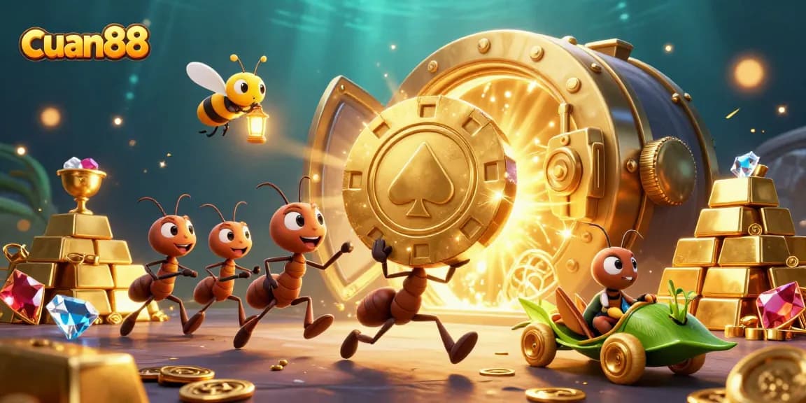 Experience the thrill of cuan88 with an exciting golden heist adventure in this vibrant 3D illustration.