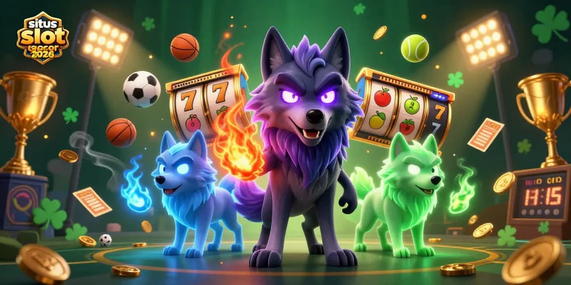bermain situs slot gacor 2026 dengan karakter serigala, simbol buah, dan trofi emas yang dinamis