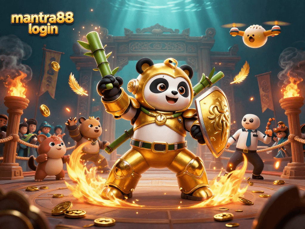 Experience exhilarating gameplay with mantra88 login, featuring dynamic characters and festive casino effects.