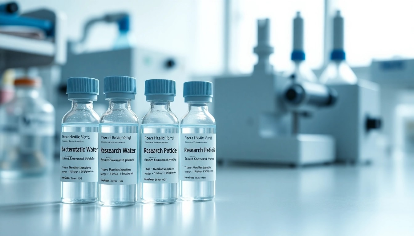 Store vials of bac water for peptides on a professional lab bench, highlighting purity.