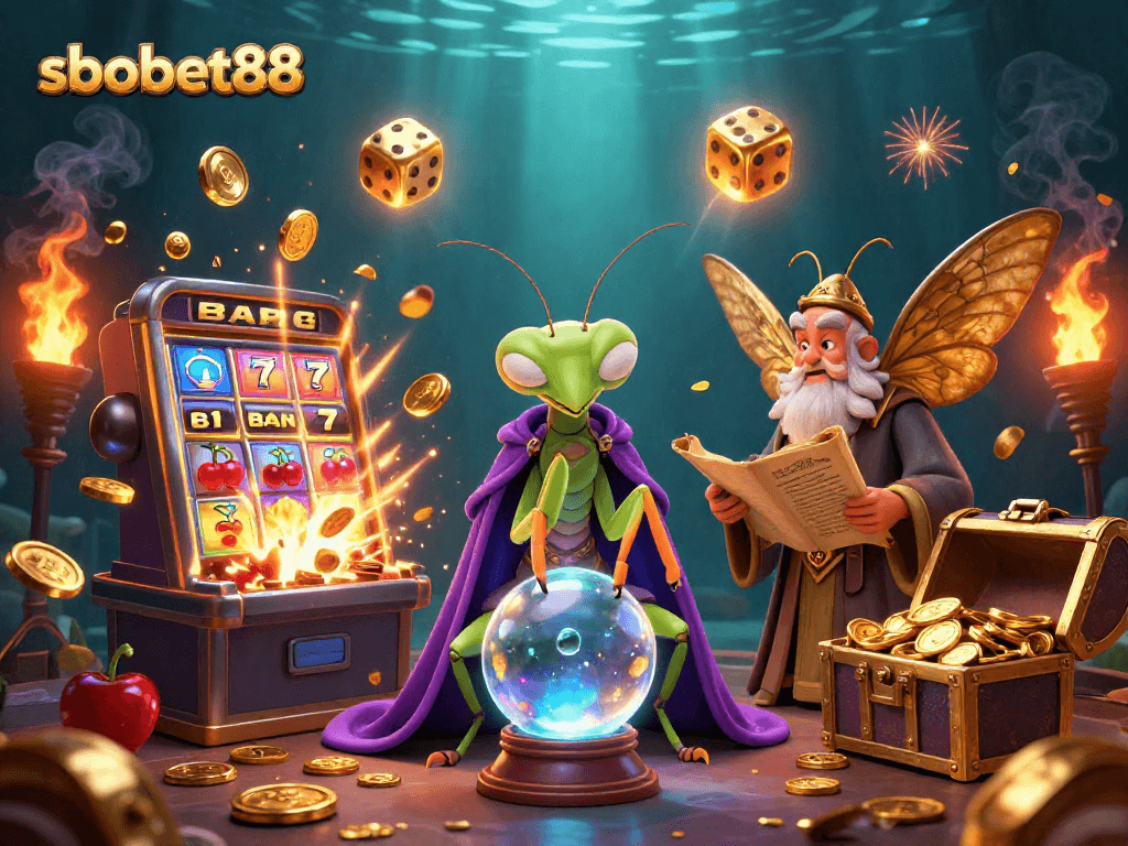 Experience sbobet88 with vibrant gambling action in a mystical 3D casino scene.