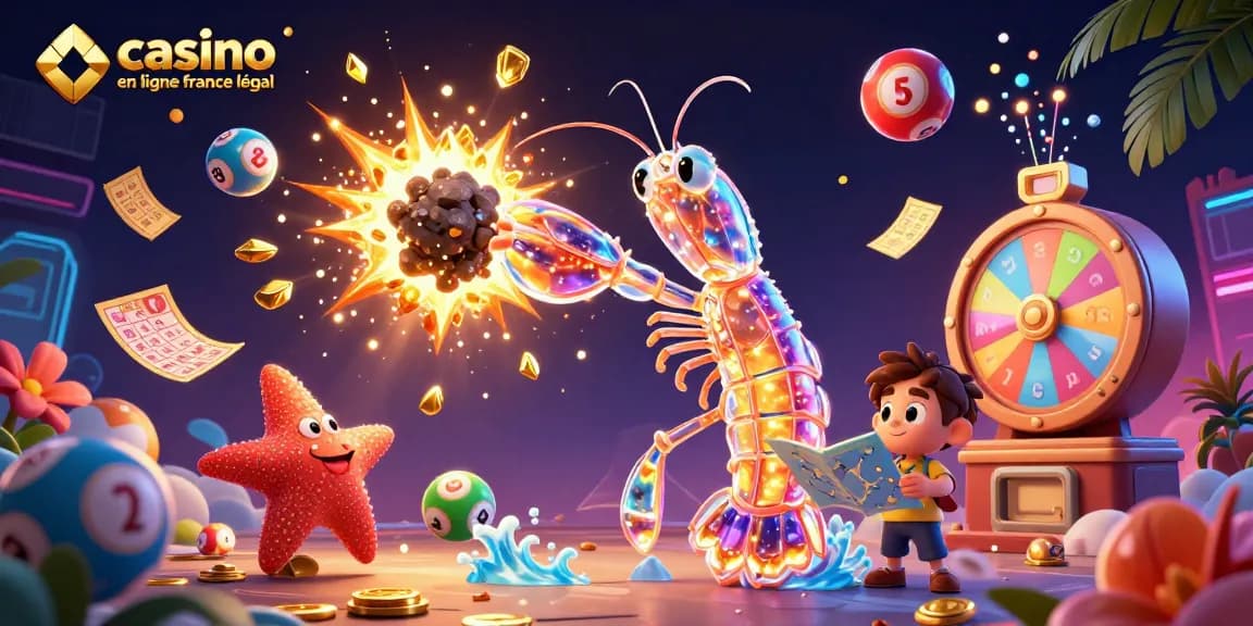 Casino en ligne France légal : une scène dynamique de jeux de hasard animée avec des éléments vibrants.
