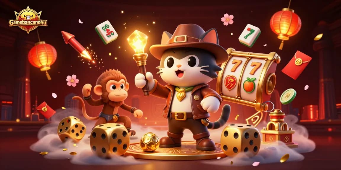 Engage with gamebancanohu through a rich 3D illustration of a cat archaeologist discovering a casino artifact.