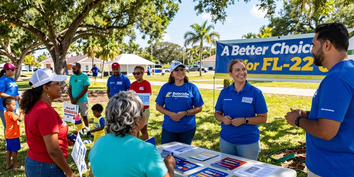 Casey Askar engaging with voters at a community rally in Florida.