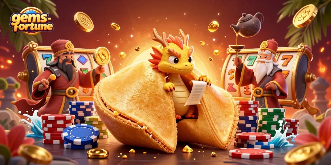 Engage in the mesmerizing gems-fortune 3D illustration with courageous characters amidst spinning slots and jackpot excitement.