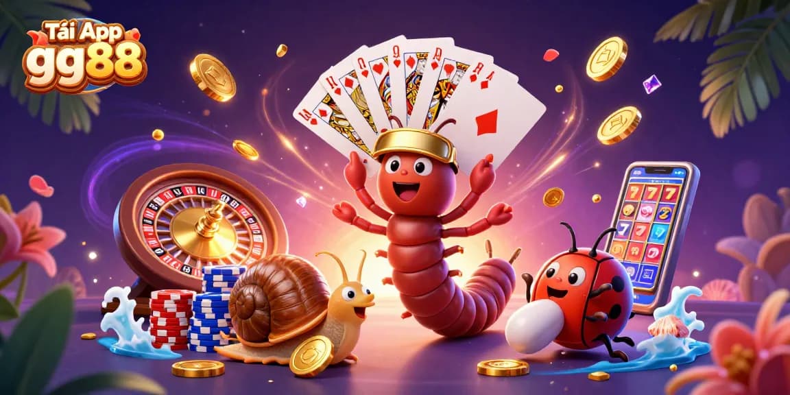 Tải App gg88 to dive into thrilling casino adventures with a 3D cartoon dealer and high-roller characters.