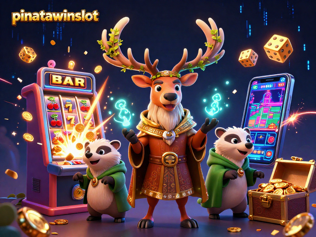 Experience thrilling gameplay of pinatawinsslot with vibrant characters and casino elements bursting with energy.