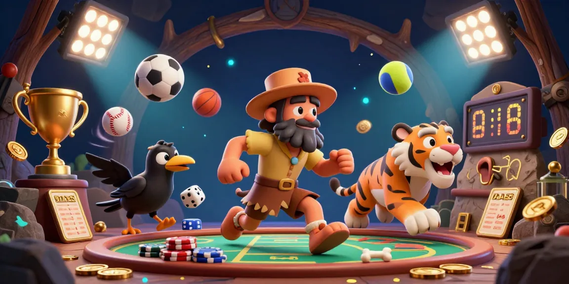 HM88 showcases a vibrant prehistoric casino scene with dynamic sports betting elements and characters.