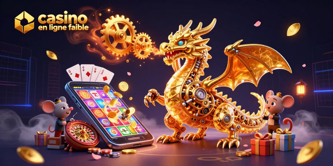 Découvrez un dragon doré mécanique au milieu de jeux de casino en ligne fiable, avec des éléments captivants.