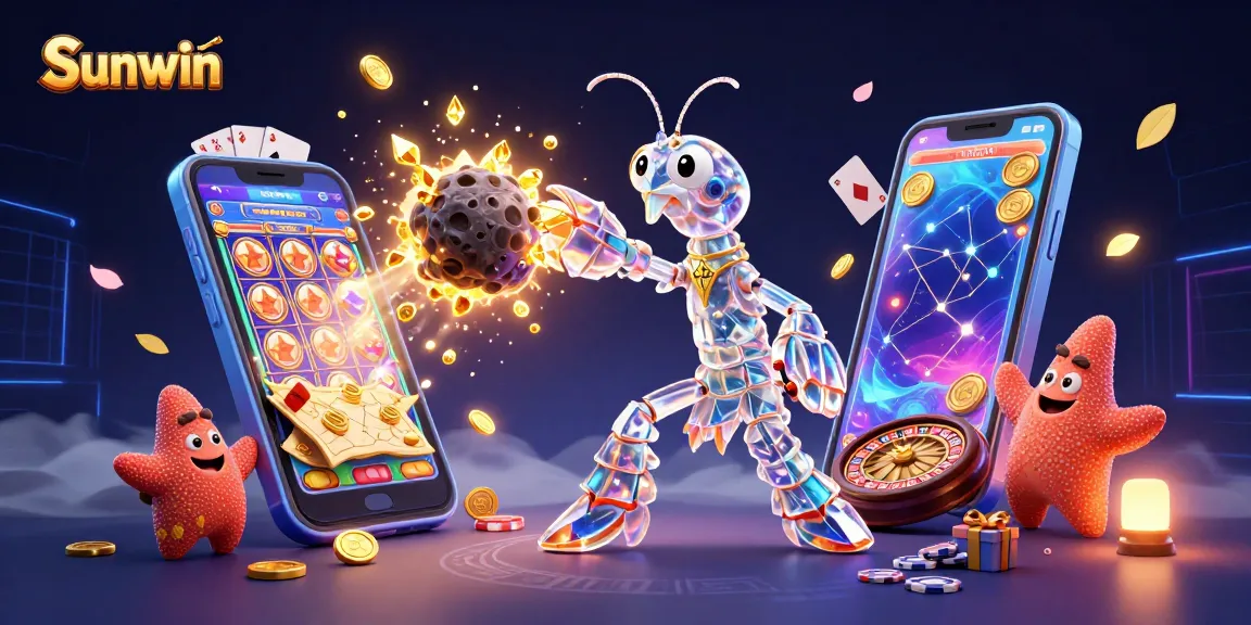 Sunwin reveals its online casino magic through a dynamic scene featuring games, coins, and thrilling action.