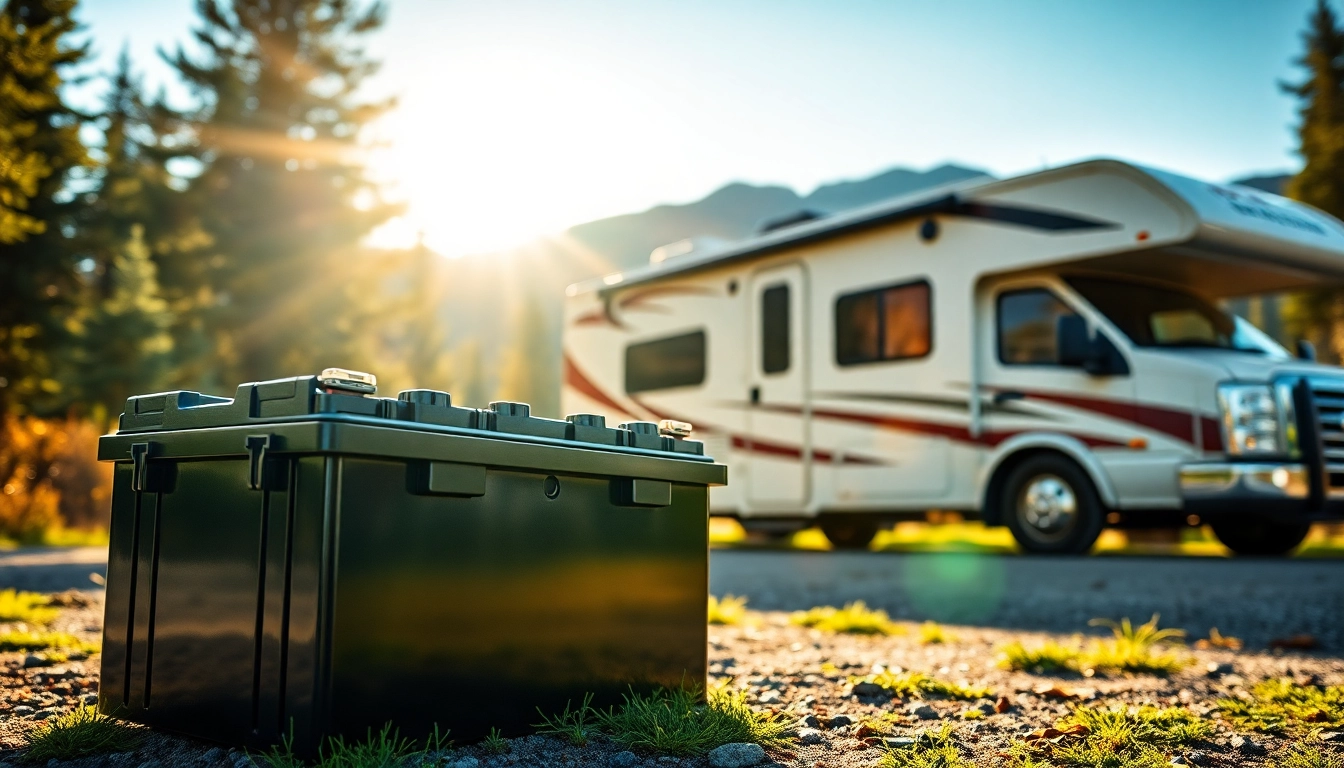 Showcasing lithium RV batteries with sleek design and robust features in a modern camper setting.