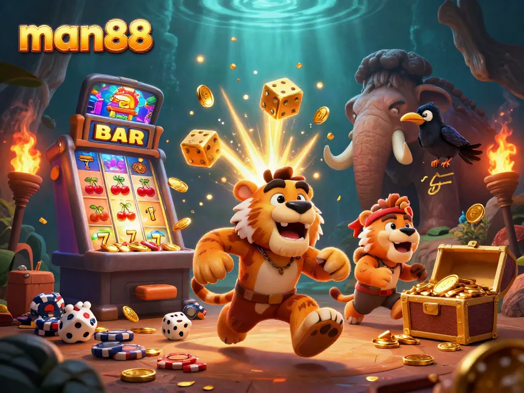 Play games and win at man88's prehistoric casino with slots, dice, and clever companions.