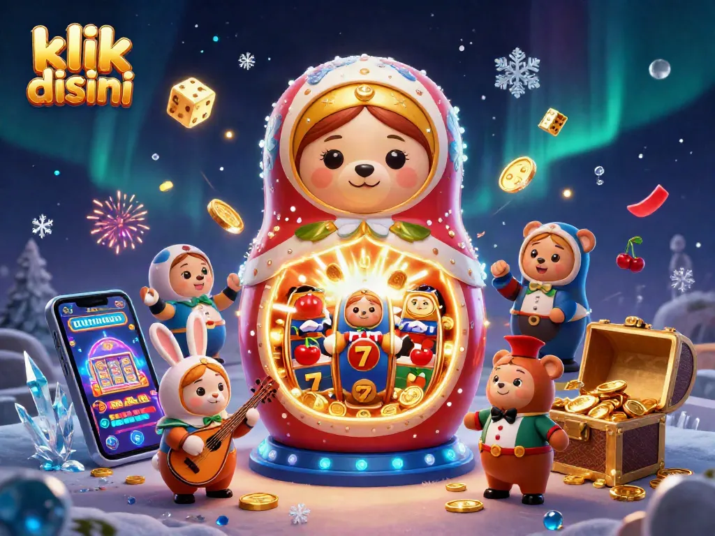 Engage in thrilling casino adventures with klik disini, showcasing vibrant 3D cartoon bears and classic gaming symbols.