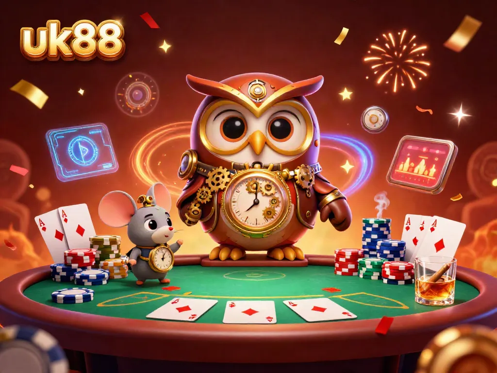 Experience the excitement of gambling with uk88 in this vibrant 3D casino scene.