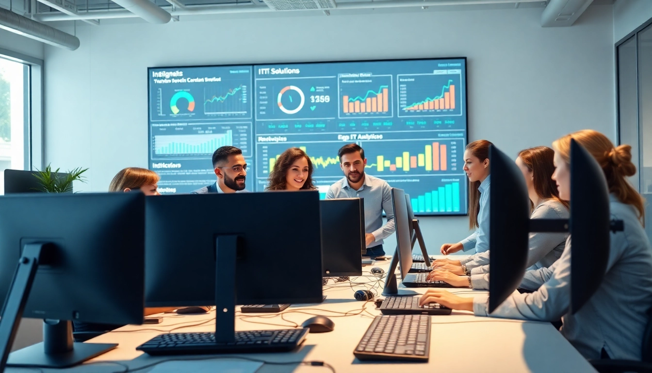 Enhance small business it support services with a dynamic team collaborating in a tech-friendly office.
