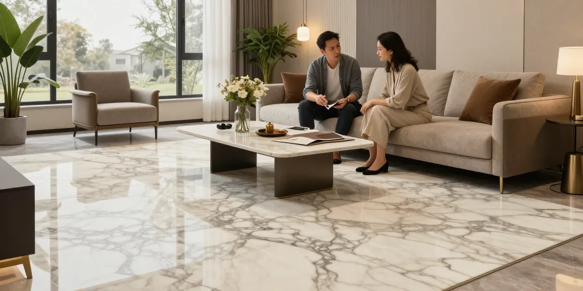 NAGA2000 premium marble flooring consultation in an elegant living room