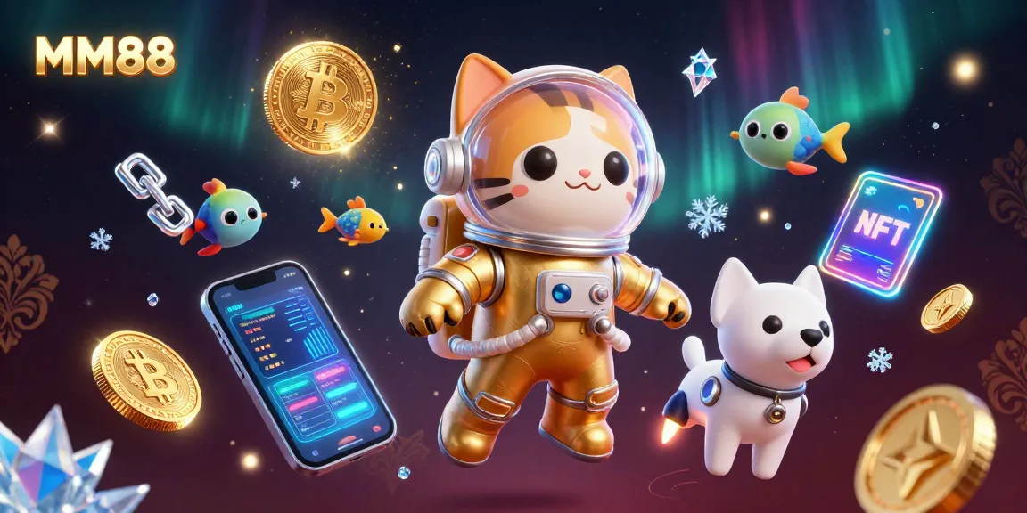 Play and win on MM88 with an exciting 3D casino illustration featuring a space-themed adventure.