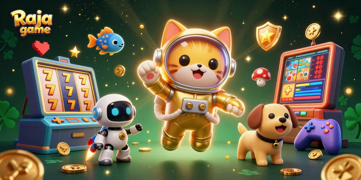 Experience thrilling gameplay with Raja game in a vibrant, energetic casino-themed illustration featuring colorful slot elements.