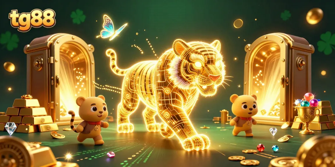 Experience thrilling gaming with tg88’s vibrant casino atmosphere, showcasing a striking golden tiger.