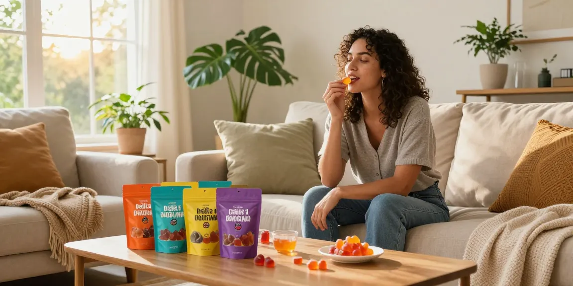 Read the full review of Delta 9 THC gummies in a cozy living room setting.