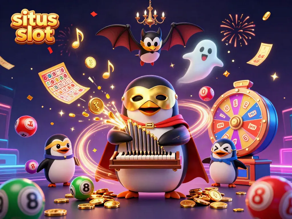 Menyaksikan situs slot yang menarik dengan penguin opera ajaib memproduksi koin emas dari organ pipa.