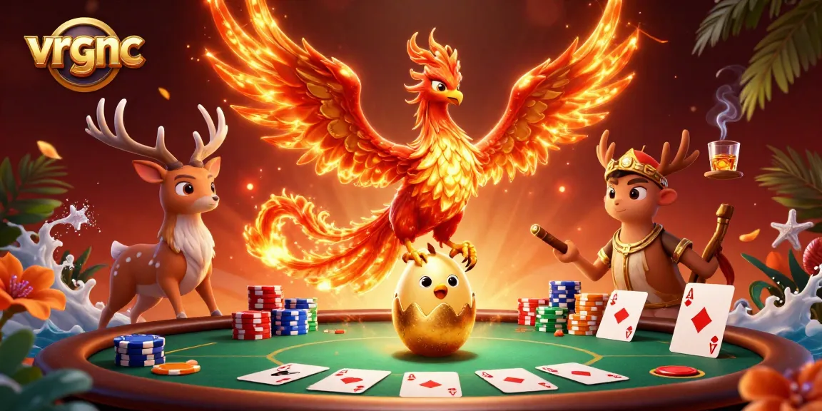 Experience thrilling gameplay at vrgnc with fiery phoenixes and poker action.
