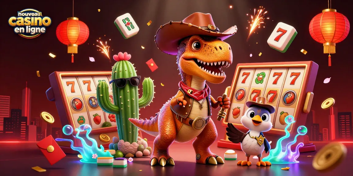 Plongez dans l'univers du nouveau casino en ligne avec un T-Rex et des éléments de jeu captivants.