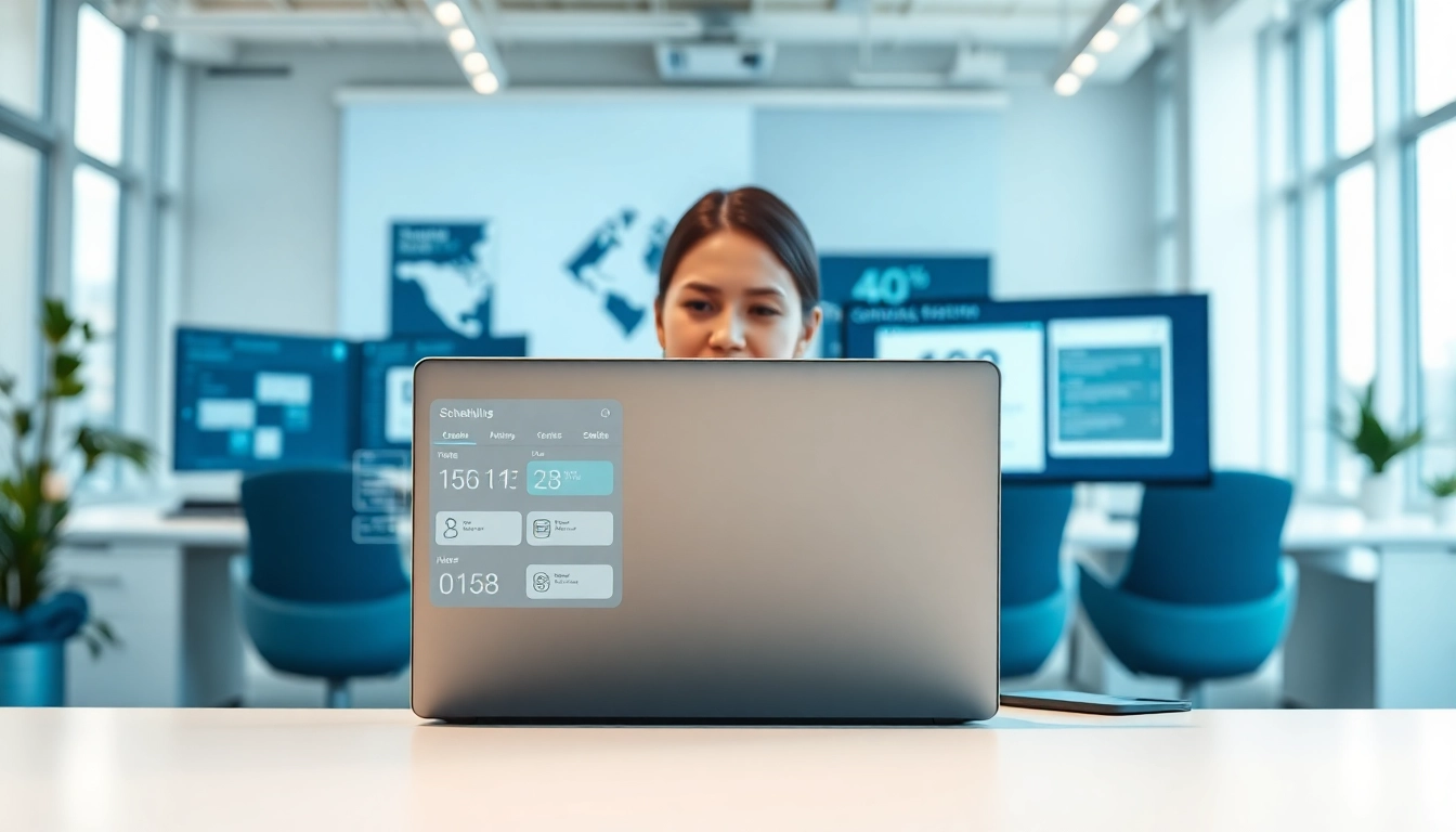 Explore a virtual assistant scheduling tool in action, showcasing a professional workspace and digital tools.