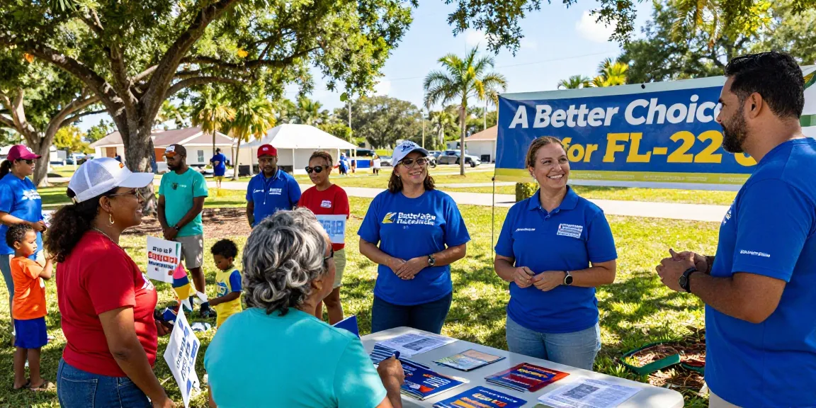 Casey Askar engaging with voters at a community rally in Florida.