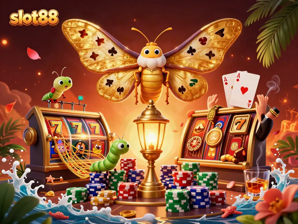 Permainan slot88 dengan tampilan kasino mewah, jackpot, dan momen kemenangan yang dramatis.