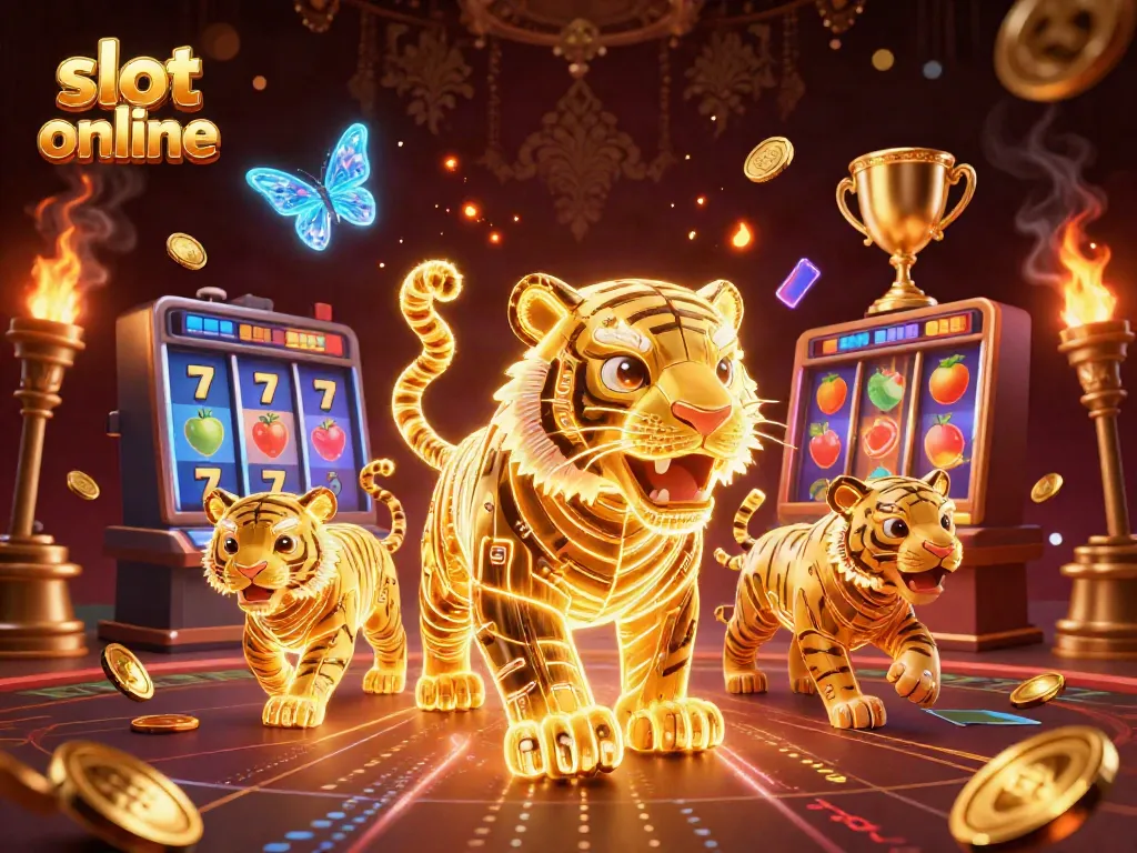 Experience the thrill of slot online with a captivating scene showcasing lively slot reels and energetic game elements.