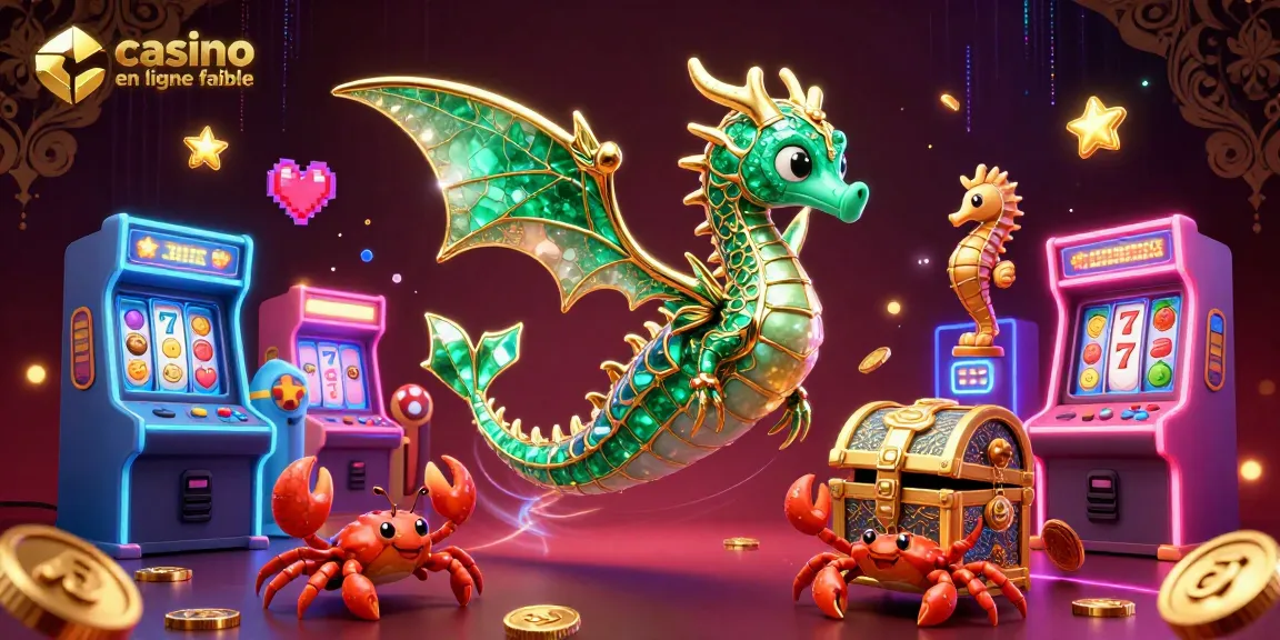 Aperçu d'un casino en ligne fiable mettant en scène un dragon marin animé et des machines à sous scintillantes.
