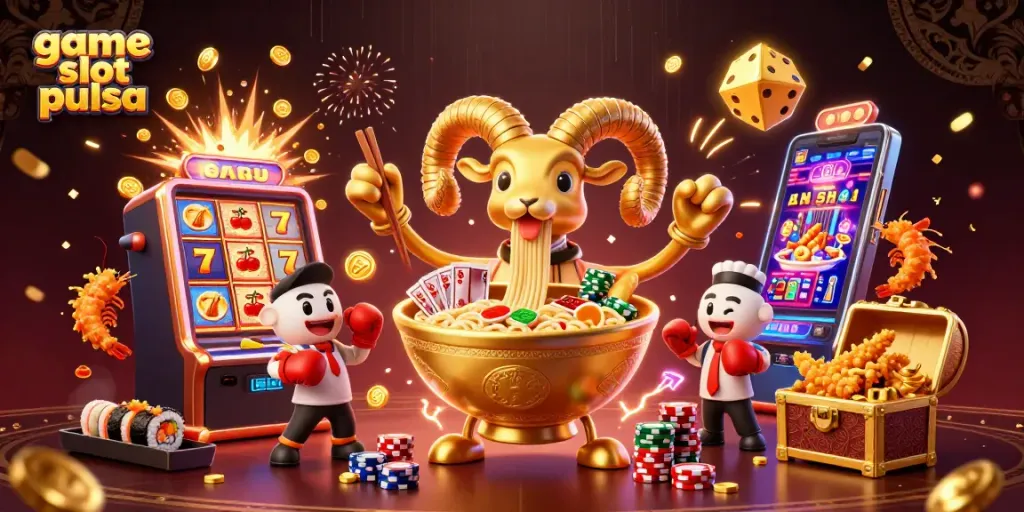 Spin to win big with game slot pulsa as the lively ramen bowl and sushi dealer bring excitement to the casino!