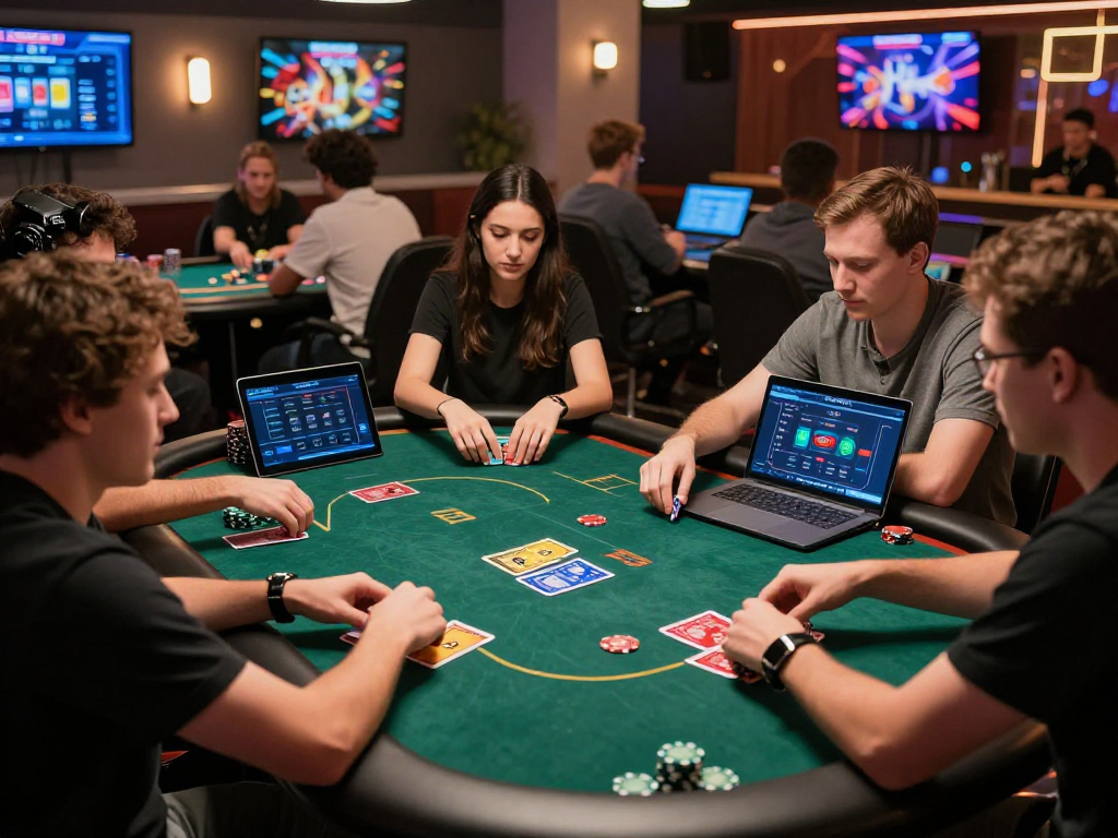 Engaging Poker88 online gaming session with diverse players at a virtual table.