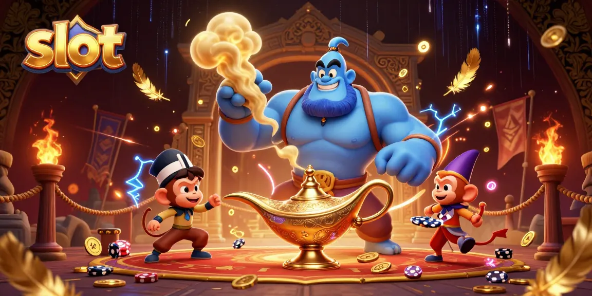 Spin and win at the slot games in a vibrant 3D casino illustration featuring magical elements.
