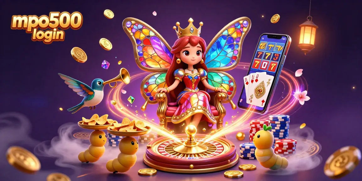 Enjoy seamless gameplay as you mpo500 login, featuring vibrant casino characters amidst golden coins and gaming elements.