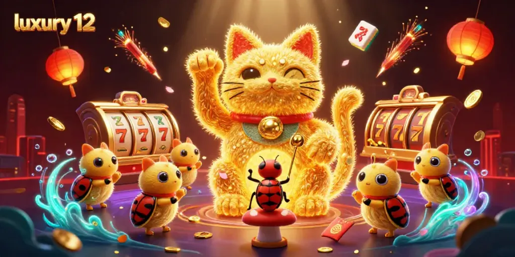 Spin the reels of luxury 12 with vibrant casino elements in an engaging, illustrative scene.