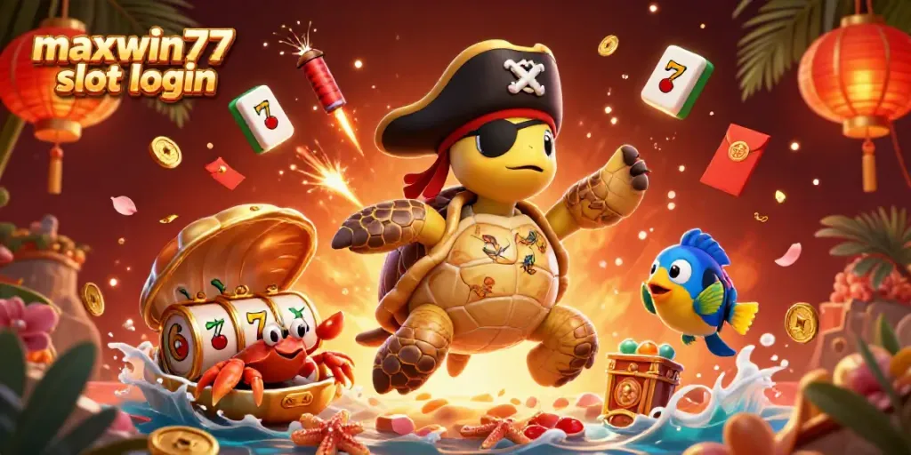 Spin the reels with maxwin77 slot login in an engaging pirate-themed casino scene.