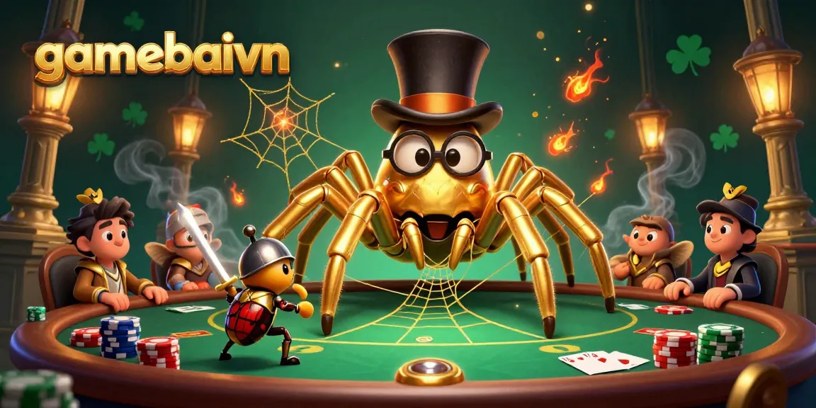 Engage in thrilling poker battles at gamebaivn with a brave knight and golden tarantula!