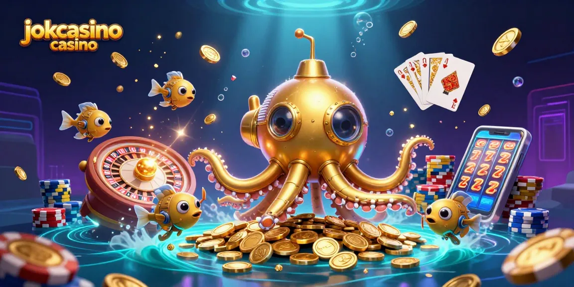 Engage with the exciting jokacasino casino scene featuring a golden kraken and casino elements.