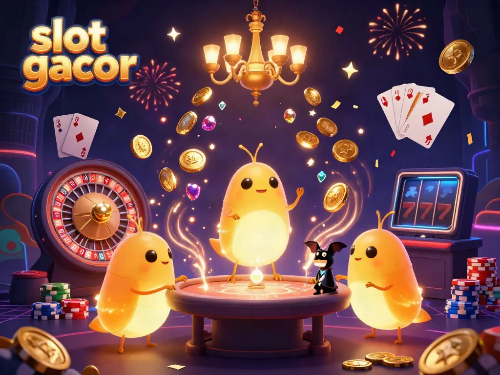 Experience the thrill of slot gacor with glowworms lighting the casino while a bat dealer manages games.