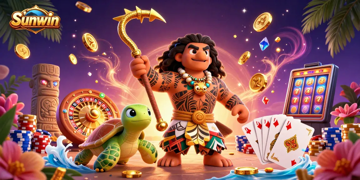 Win big with Sunwin's immersive gaming experience featuring a Polynesian demigod and treasures.